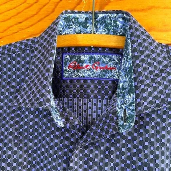 Robert Graham Shirt Flip Cuff Button Up Purple Pattern Youth Large 14-16 - Picture 11 of 11